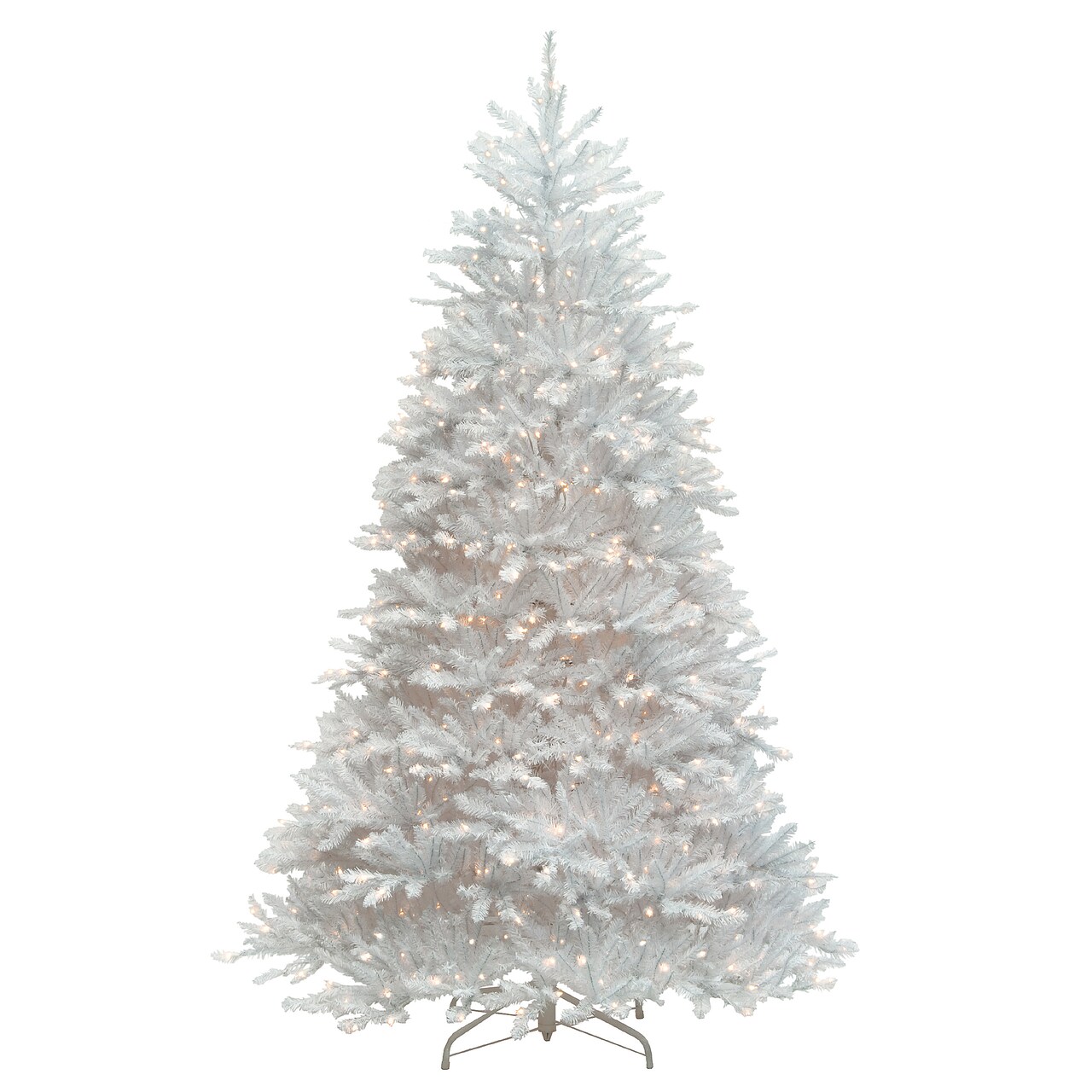 National Tree Company Pre-Lit Artificial Christmas Tree, White, Dunhill Fir, Clear Lights, Includes Stand, 7.5 Feet